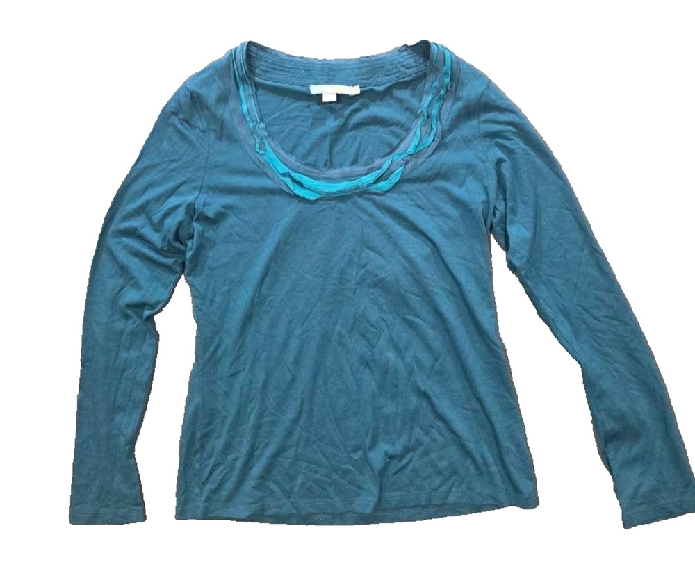 Boden cotton Supersoft Frill Top Shirt Long Sleeve Captains Blue Size 6 A010919